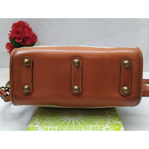 Dooney & Bourke Ivory Pebbled Leather Double Handle Satchel Bag -VTG Made in USA - Picture 7 of 16